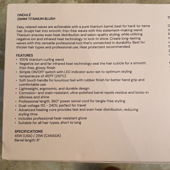 Lange Ondule 25mm Titanium Curling Wand - Picture 3 of 8